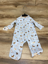 NEW Little Me 2pc Dog Print Sleeper & Hat Set Blue sz 6m