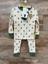 NEW Rabbit + Bear Organic 3pc Christmas Tree Pajama Set Ivory sz 3T