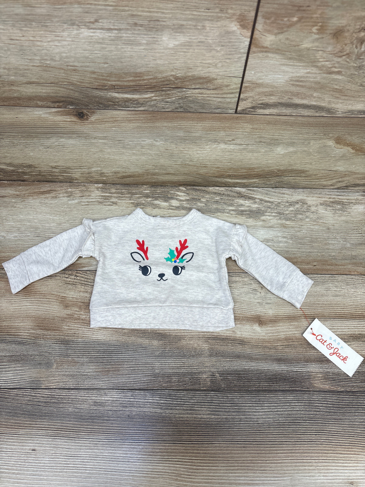 NEW Cat & Jack Reindeer Sweatshirt Beige sz Newborn