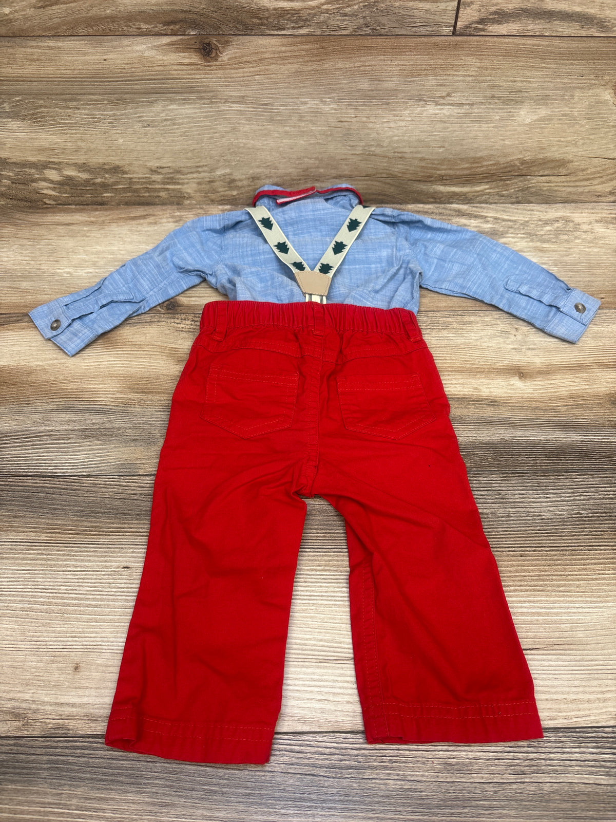 Cat & Jack 4pc Christmas Tree Suspender Set Blue sz 6-9m