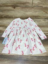 NEW Cat & Jack Long Sleeve Candy Cane Dress White sz 4T