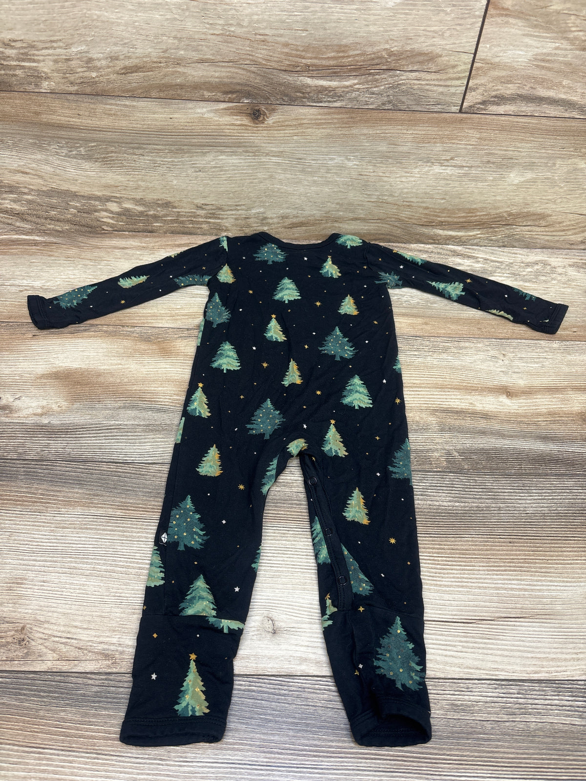 Kyte Baby Bamboo Footless Christmas Tree Snap Sleeper in Black sz 18-24m