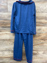 Goodnight Llama 2pc Gingerbread Man Coat-Style Pajama Set Blue sz 5T