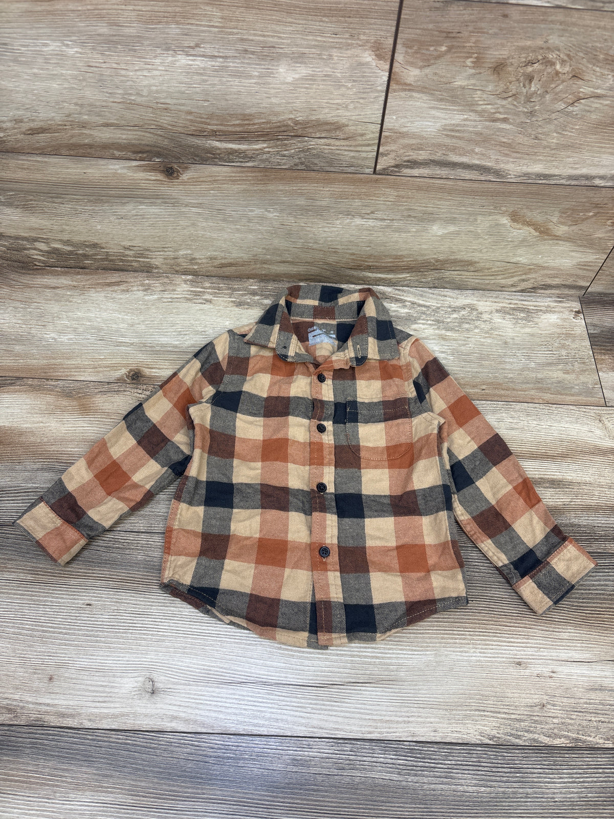 Cat & Jack Plaid Flannel Shirt Tan sz 3T