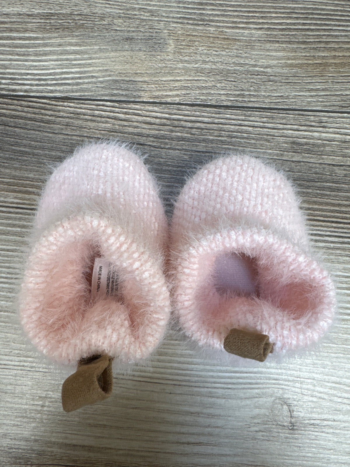Fuzzy Knit Booties Pink sz 1/2c