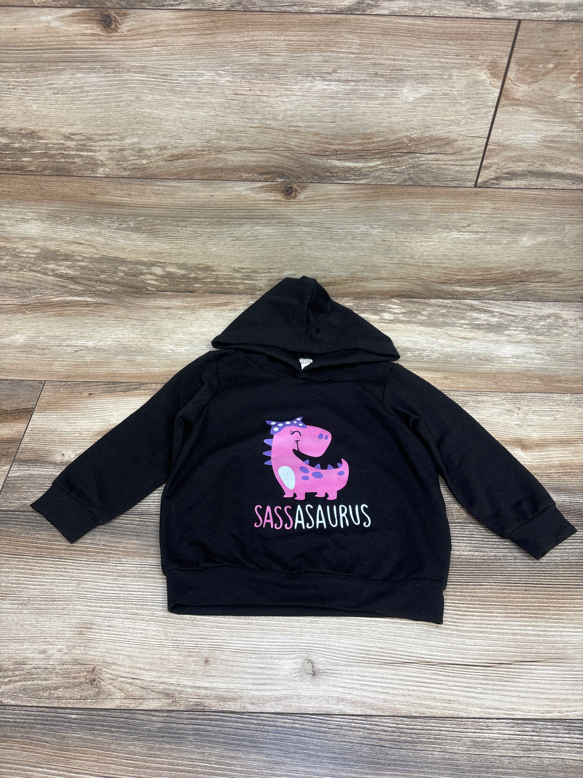 Sassasaurus Pullover Hooded Sweatshirt Black sz 12m
