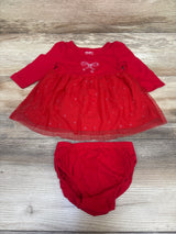 Just One You 2pc Long Sleeve Tulle Dress & Bloomers Set Red sz 3m