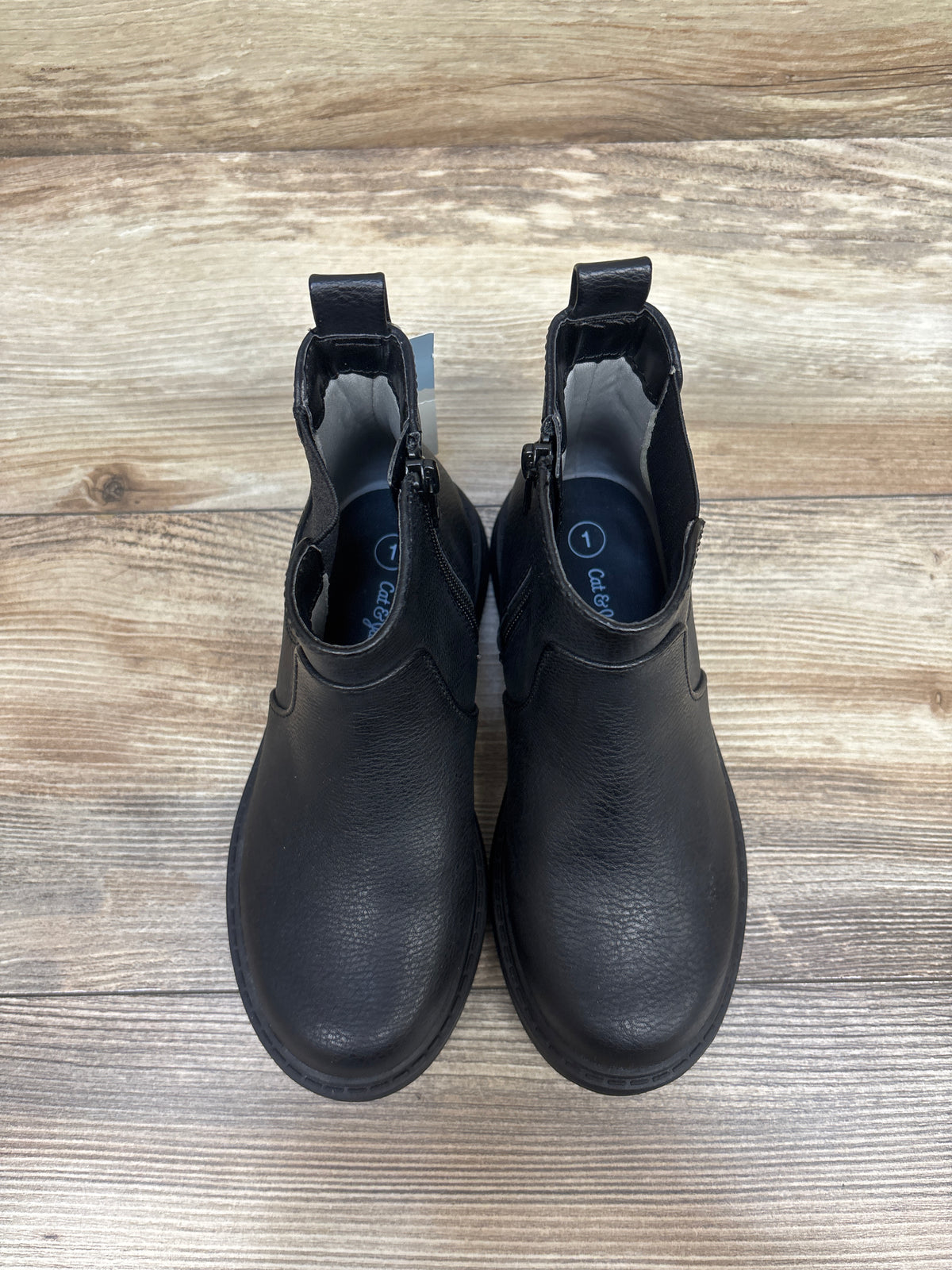 NEW Cat & Jack Zita Zipper Chelsea Boots Black sz 1Y