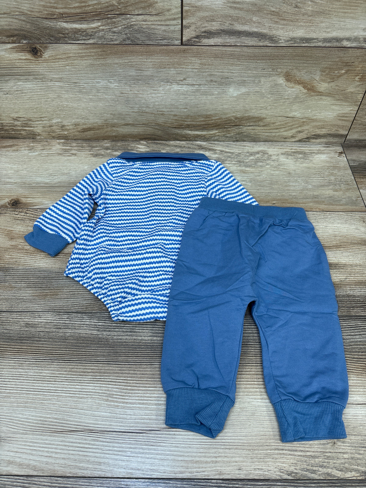 NWOT 2pc Knit Polo Bodysuit & Pants Set Blue sz 0-3m