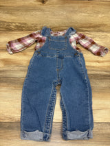 Carter's 2pc Long Sleeve Top & Denim Overalls Purple sz 12m