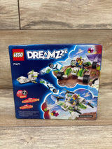 Front view of LEGO DREAMZzz Mateo’s Off-Road Car set box showcasing car, aircraft, and hovercraft builds on a wood floor