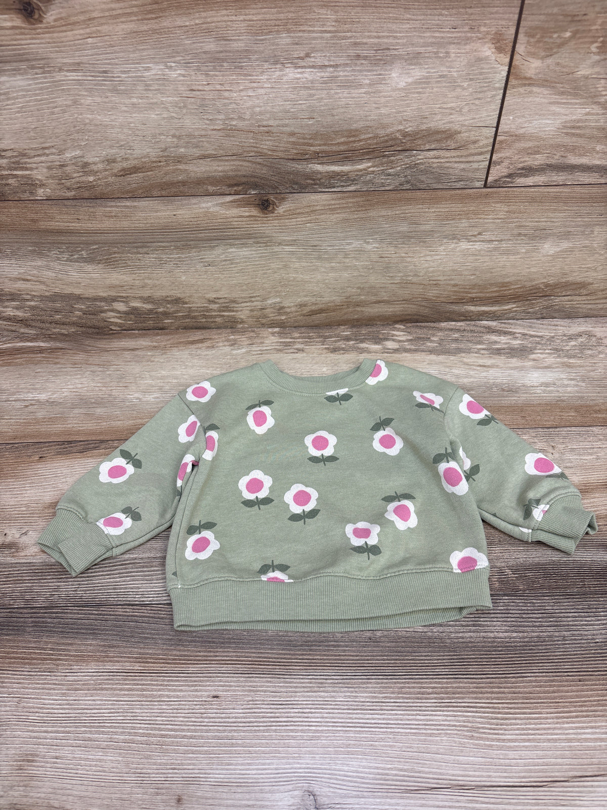 Cat & Jack Floral Pullover Sweatshirt Green sz 12m