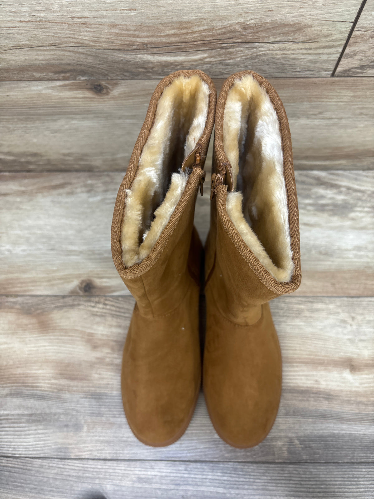Cat & Jack Natalia Tall Shearling Style Boots Cognac sz 5Y