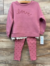 NEW Carter's 2pc Eyelet Trim Sweatshirt & Leggings Set Pink sz 2T