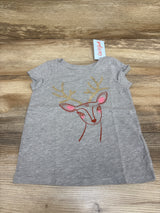 NEW Cat & Jack Short Sleeve Reindeer Shirt Grey sz 2T