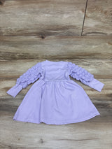 FERWANG Puff Sleeve Ribbed Dress Purple sz 18-24m