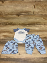 Baby Essentials 4pc Little Slugger Bodysuit, Pants, & Hat Set White sz 3m