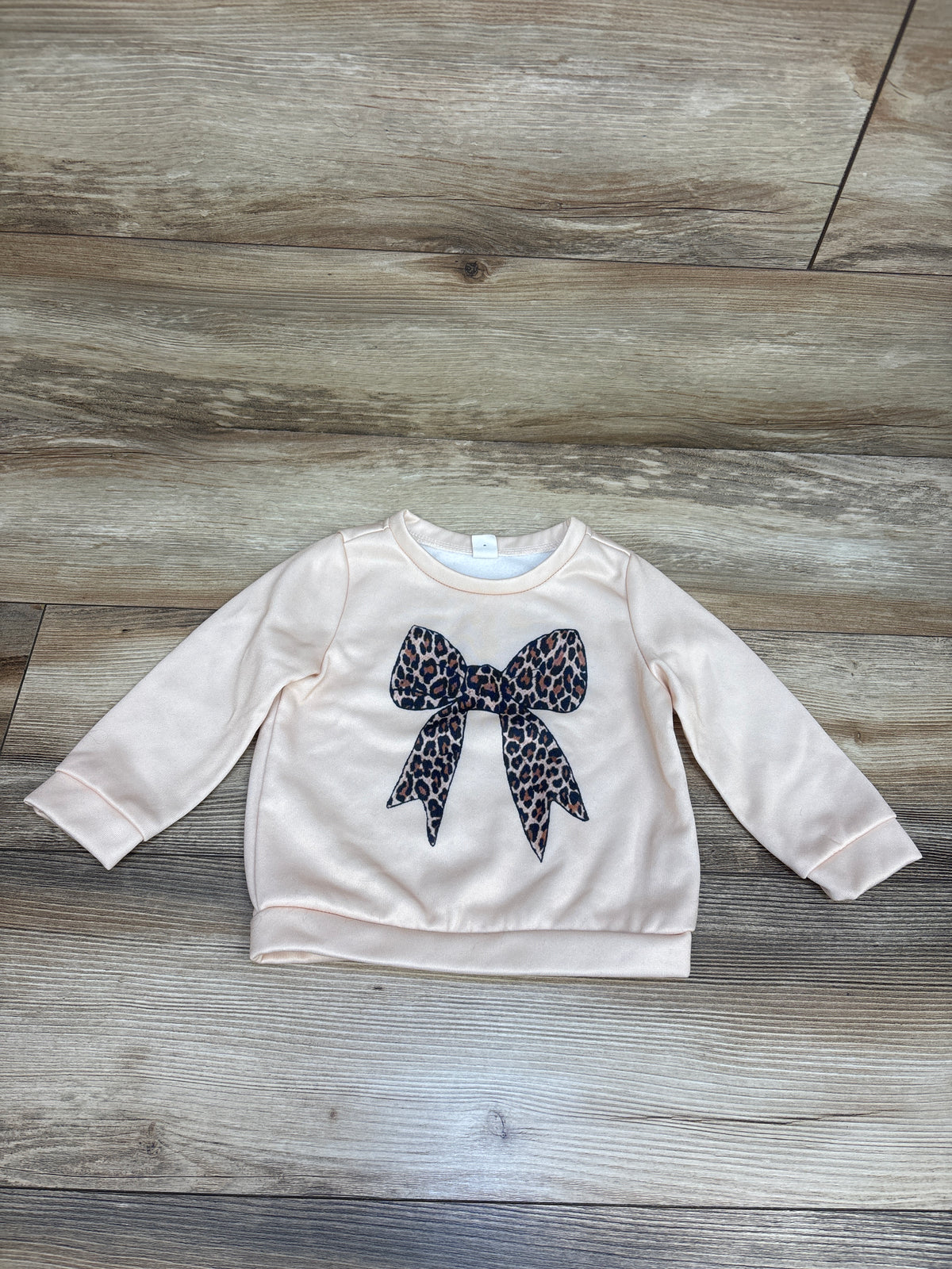 Shein Leopard Bow Pullover Sweatshirt Beige sz 12-18m