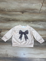 Shein Leopard Bow Pullover Sweatshirt Beige sz 12-18m