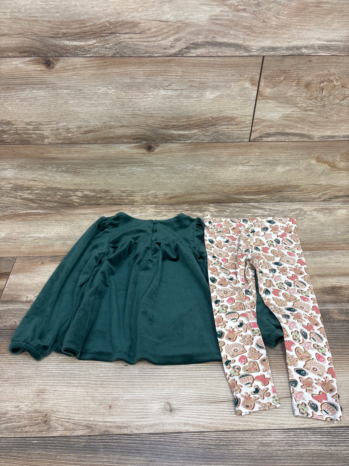Cynthia Rowley 2pc Velvet Long Sleeve Top & Gingerbread Leggings Green sz 3T
