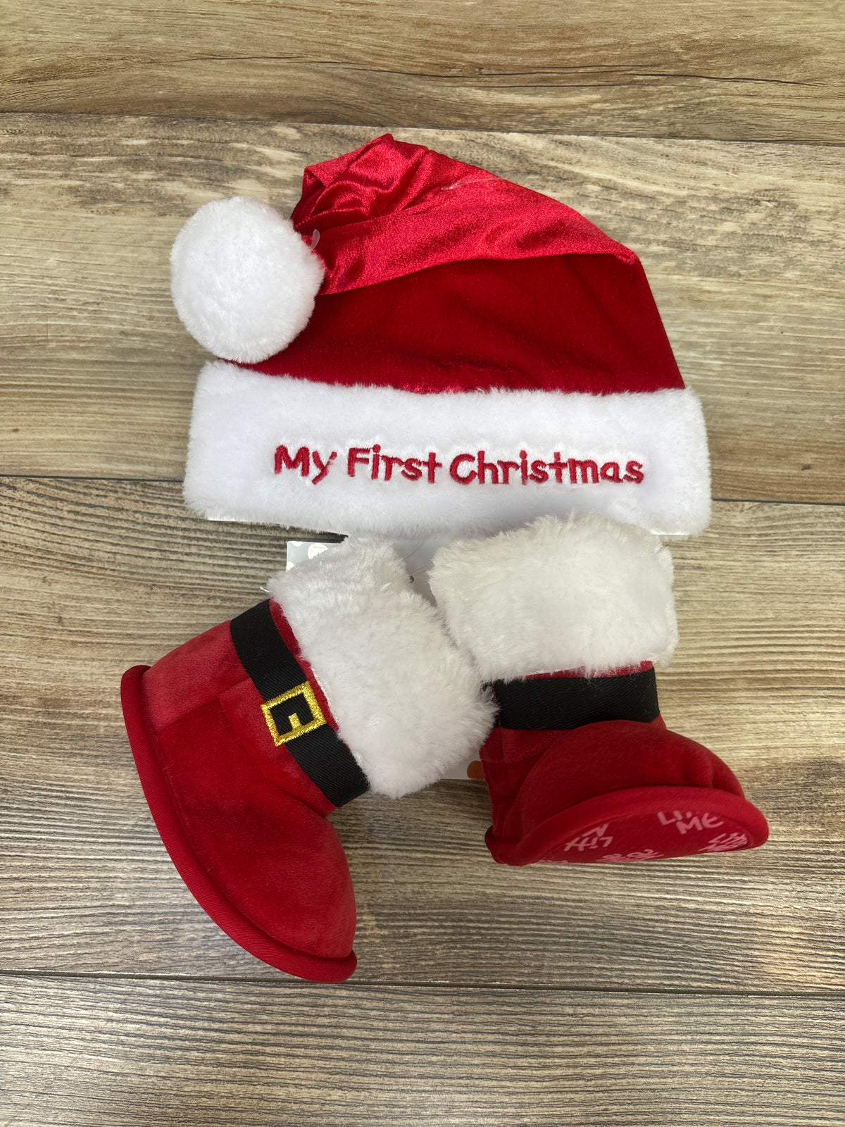 NEW Little Me 2pc Santa Hat & Booties Set Red sz 6-12m