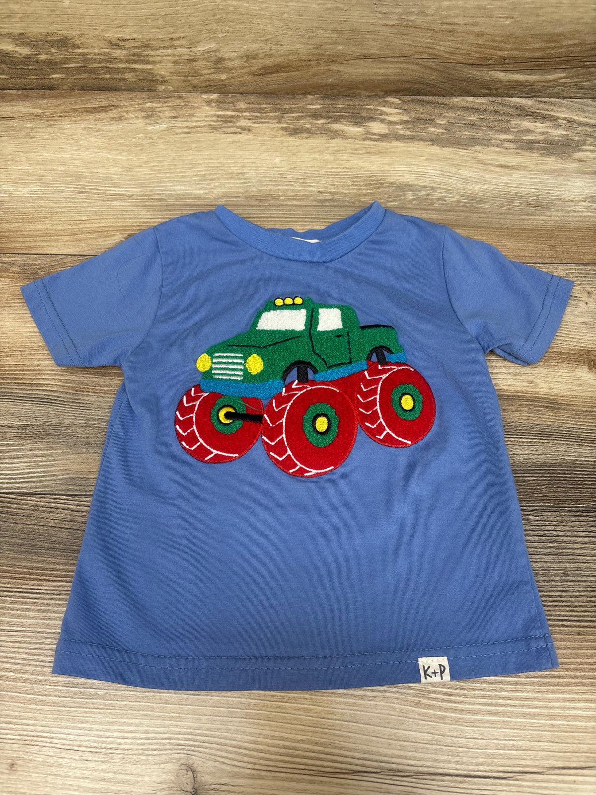 Kit + Pearl Embroidered Monster Trick Shirt Blue sz 2T