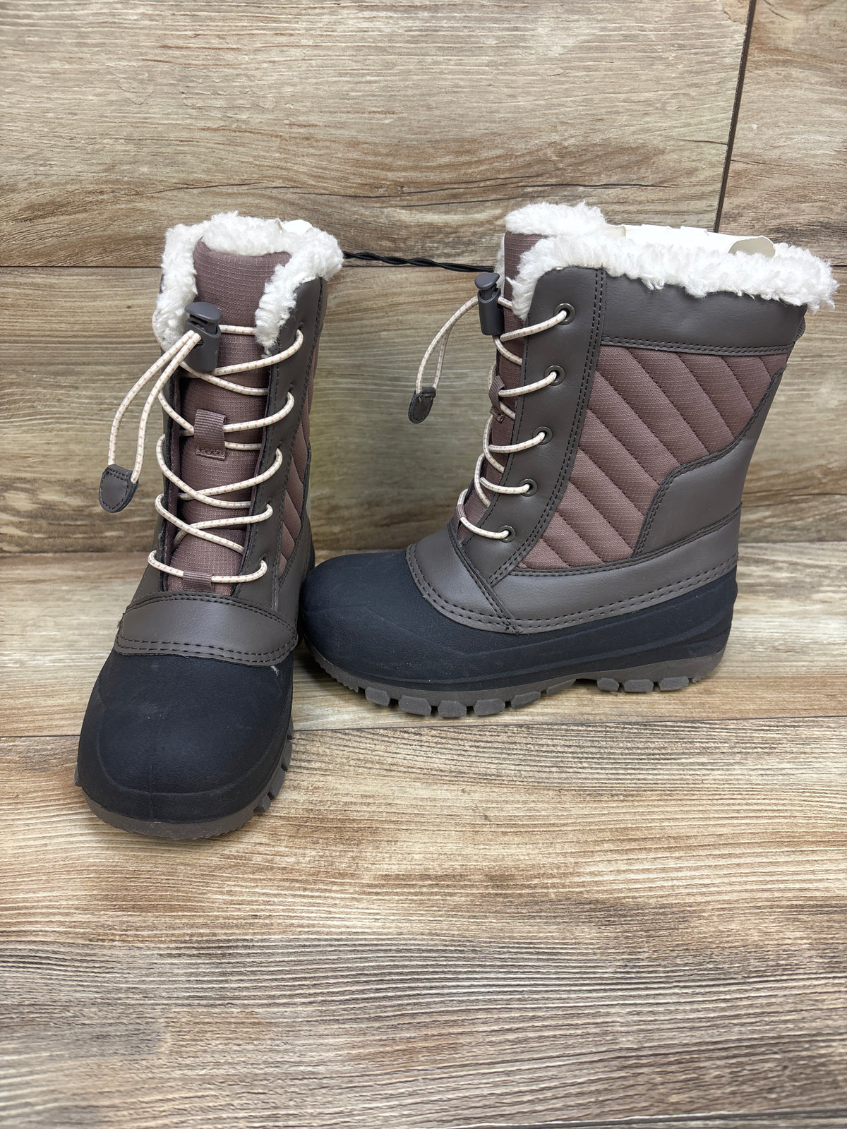 NEW All in Motion Skylar Lace-Up Winter Boots Grey/Blush sz 1Y