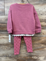 NEW Carter's 2pc Eyelet Trim Sweatshirt & Leggings Set Pink sz 2T