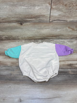 Blackbean Colorblock Pullover Sweatshirt Bubble Romper Beige sz 18m