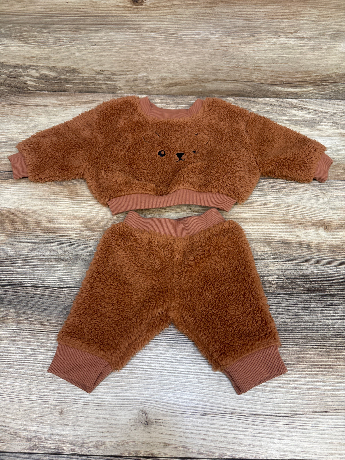 Cat & Jack 2pc Plush Pullover Sweatshirt & Joggers Brown sz Newborn