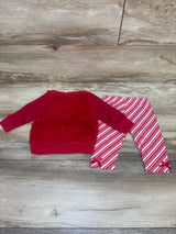 Nanette Baby 2pc Fuzzy Candy Cane Sweatshirt & Pants Set Red sz 6-9m