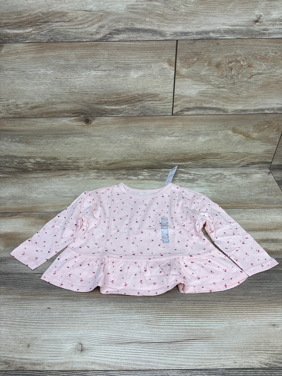 NEW Carter's Long Sleeve Peplum Top Pink sz 24m