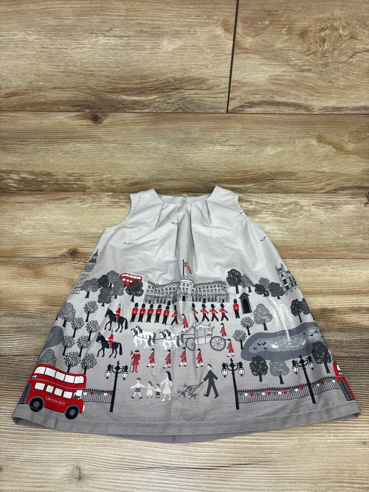 Sleeveless Pleated London Double Border Dress Grey sz 3-4T