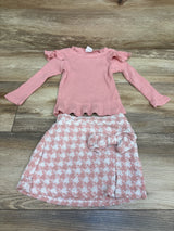 LYHaoo 2pc Ribbed Long Sleeve Shirt & Tweed Skirt Pink sz 12-18m