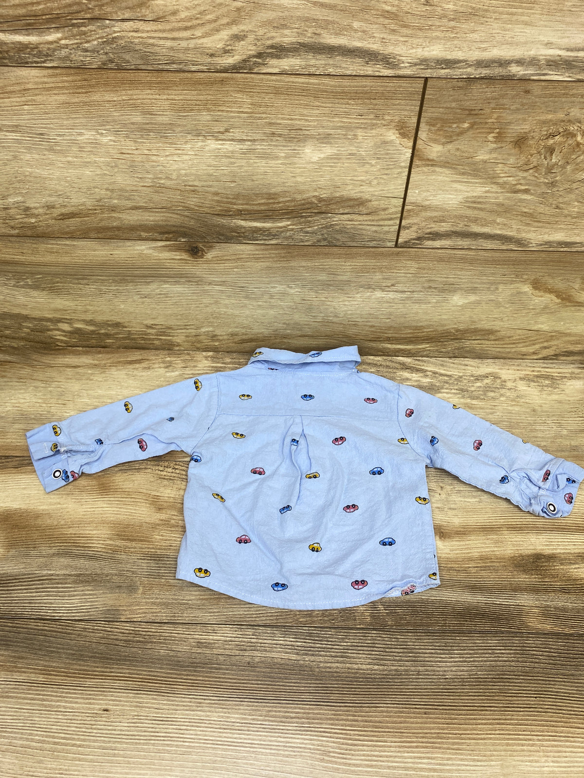 Vehicle Print Button-Up Shirt Blue sz 9-12m