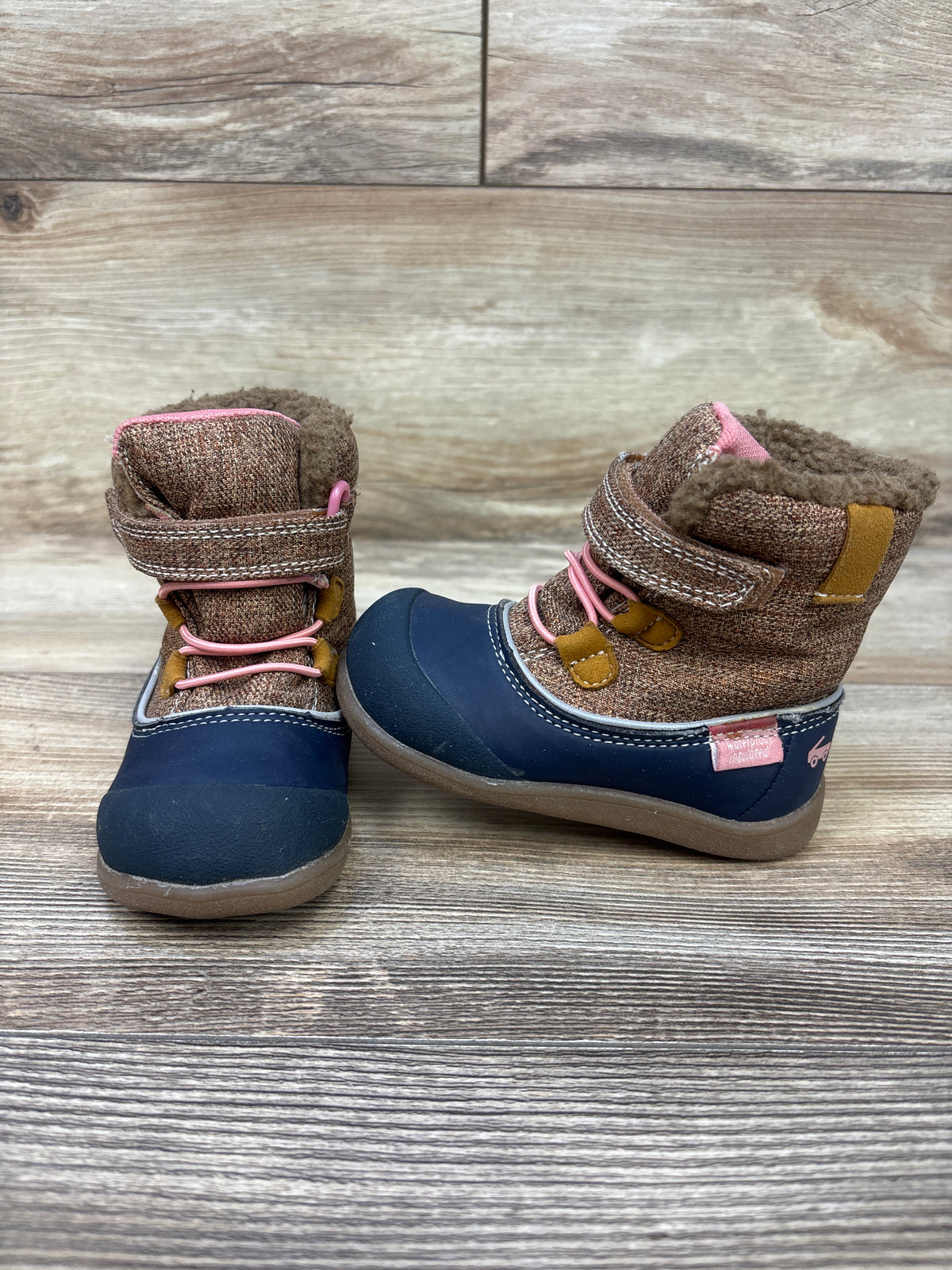 See Kai Run Abby Waterproof Insulated Boots Navy/Brown sz 6c