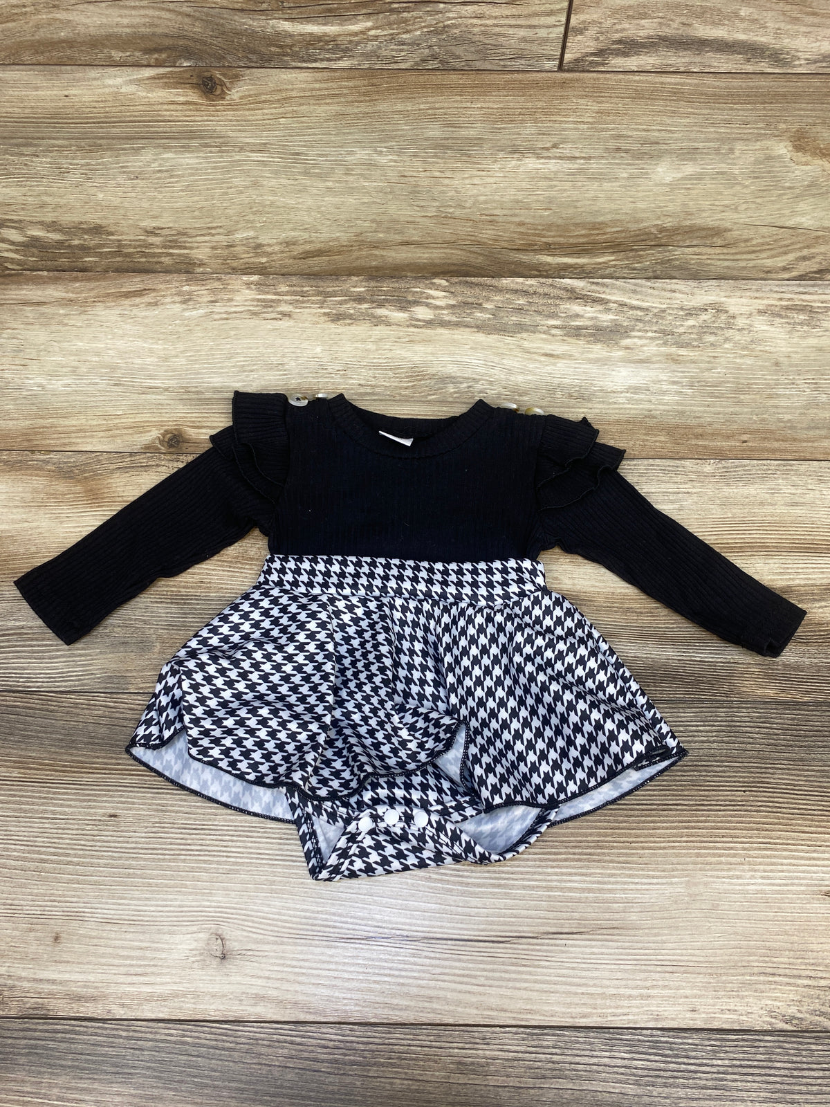 Shein Long Sleeve Ribbed Bodysuit Dress Black sz 3-6m