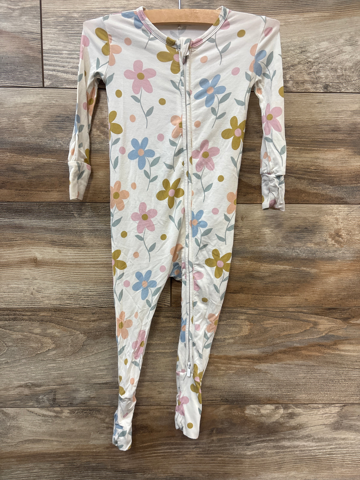 Posh P. Bamboo Floral Convertible Footie Sleeper White sz 12-18m