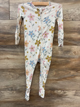 Posh P. Bamboo Floral Convertible Footie Sleeper White sz 12-18m