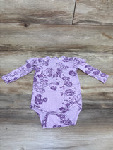 Kate Quinn Bamboo Long Sleeve Ruffle Bodysuit in Amethyst Scatter Floral sz 6-12m