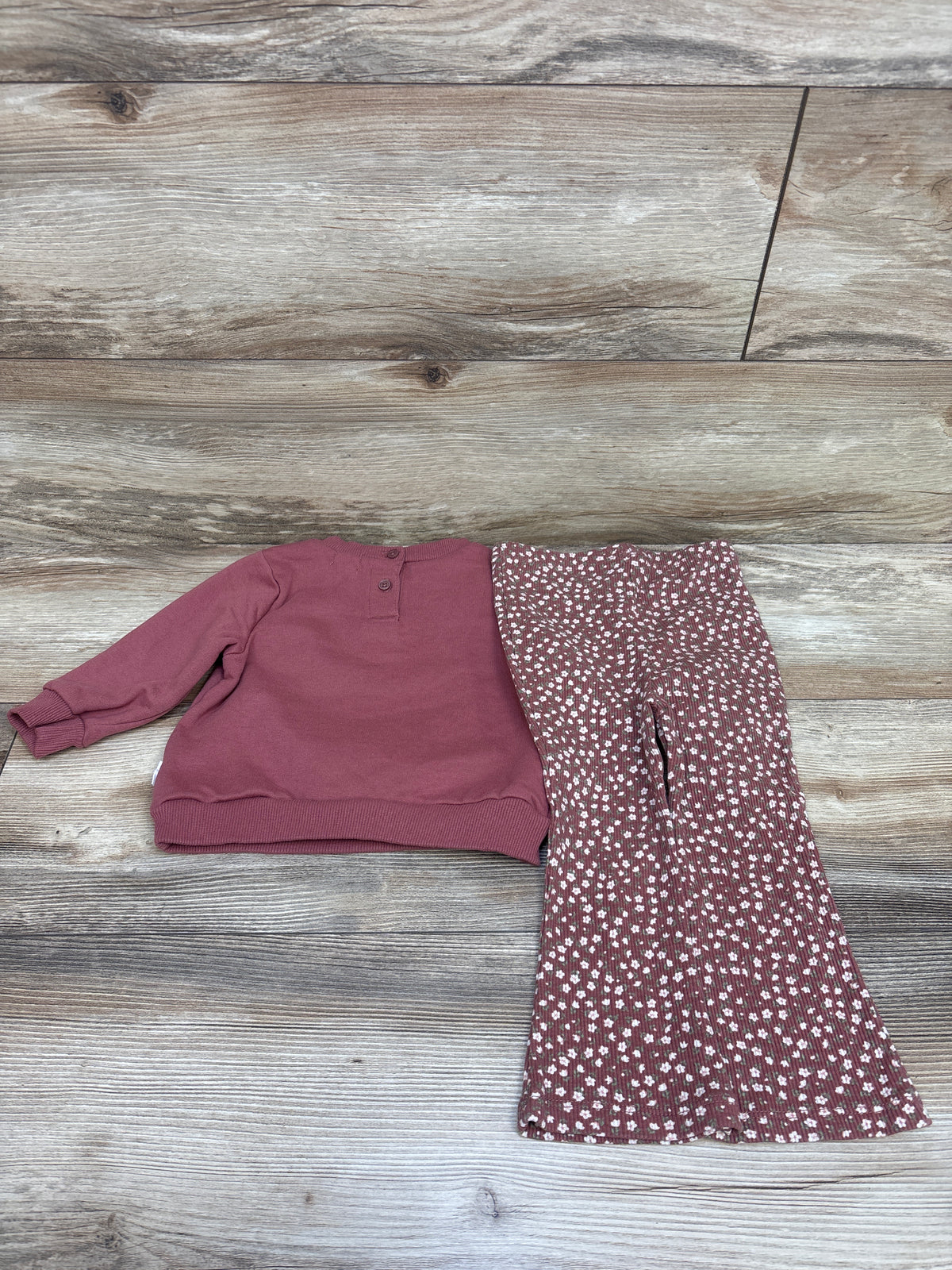 Kensie Baby 2pc Embroidered Sweatshirt & Pants Set Mauve sz 12m