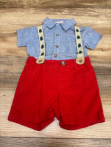 Cat & Jack 3pc Christmas Tree Suspender Set Blue sz 12m