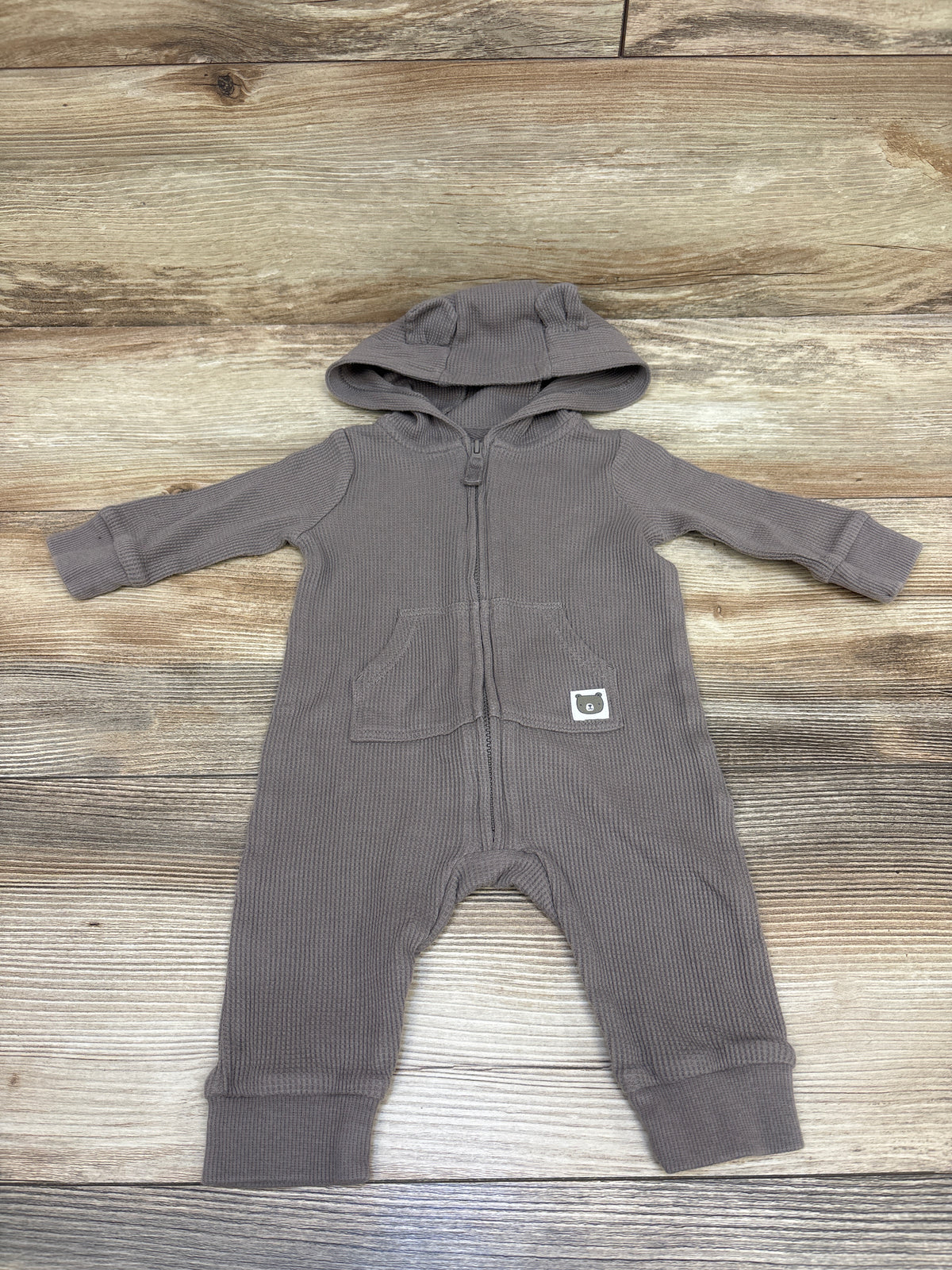 Carter's Waffle Knit Hooded Coverall Brown sz 3m