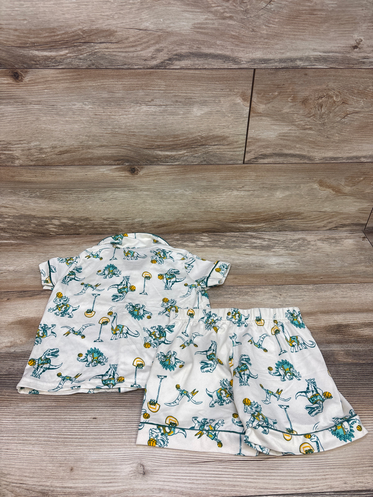 Joe Max Jr. 2pc Basketball Dinosaur Coat-Style Pajama Set Cream sz 3T