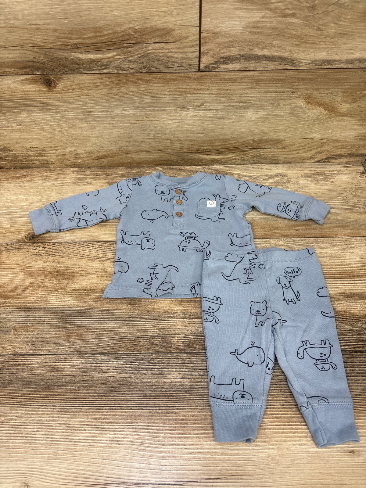 Carter's 2pc Henley Animal Shirt & Pants Set Blue sz 3m