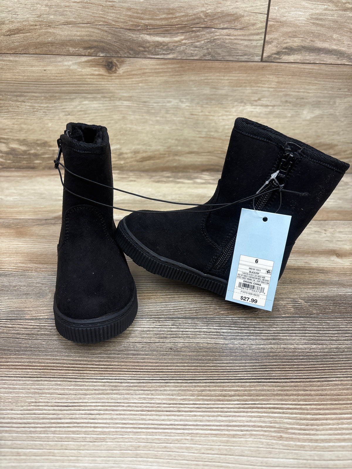 NEW Cat & Jack Pip Shearling Style Boots Black sz 6c