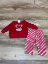 Nanette Baby 2pc Fuzzy Candy Cane Sweatshirt & Pants Set Red sz 6-9m