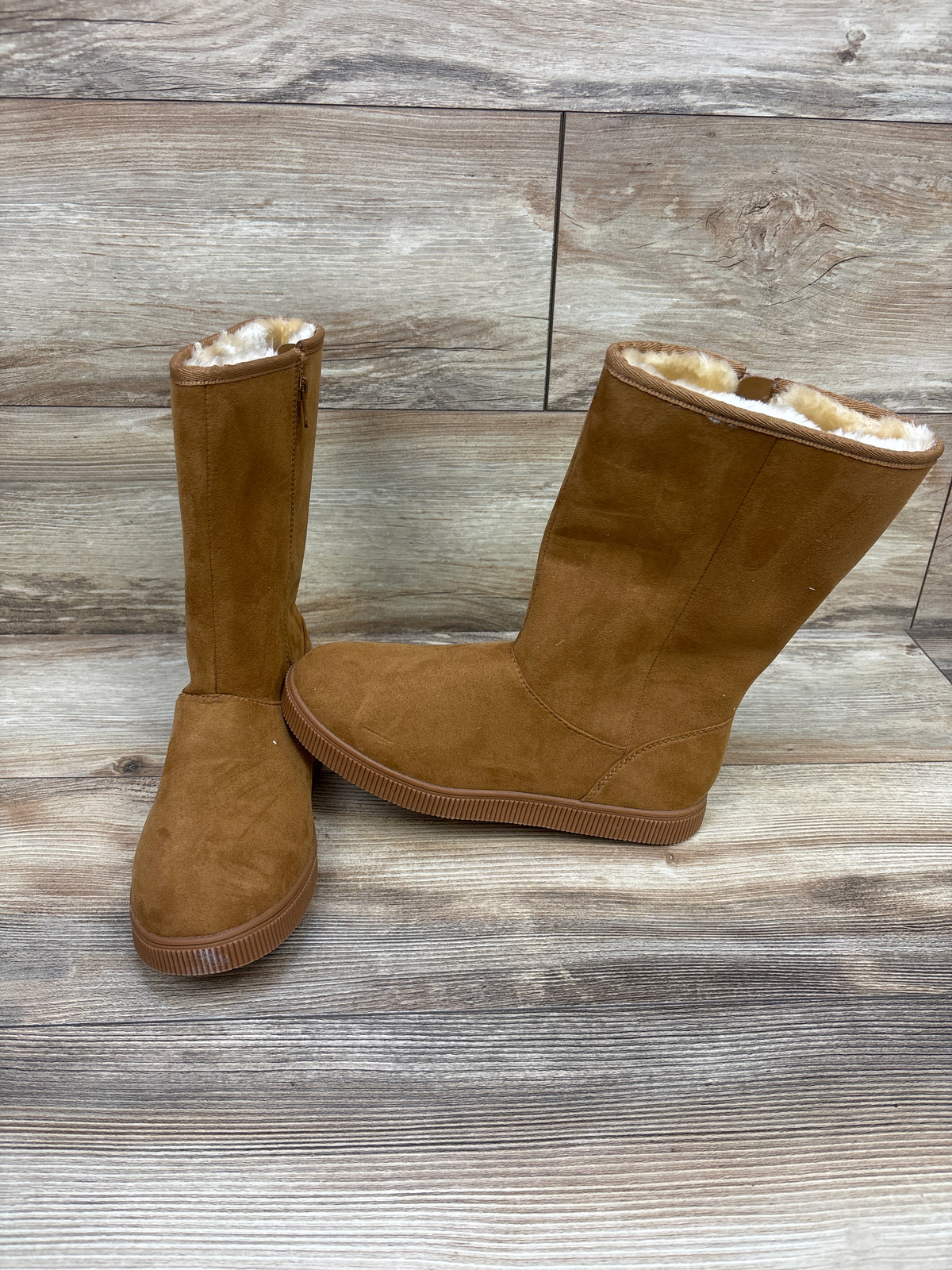 Cat & Jack Natalia Tall Shearling Style Boots Cognac sz 5Y