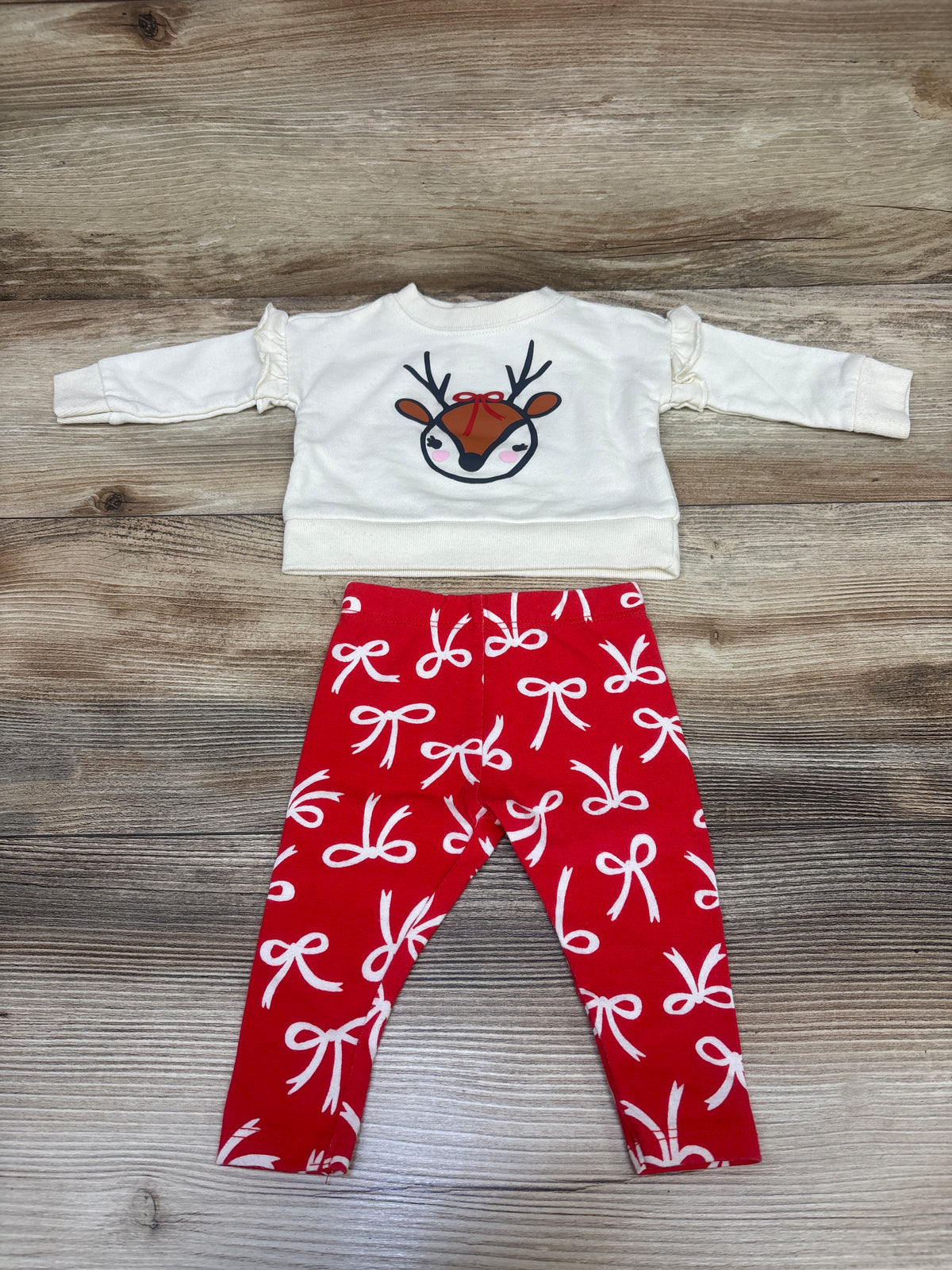 Cat & Jack 2pc Deer Sweatshirt & Leggings Set Beige sz Newborn