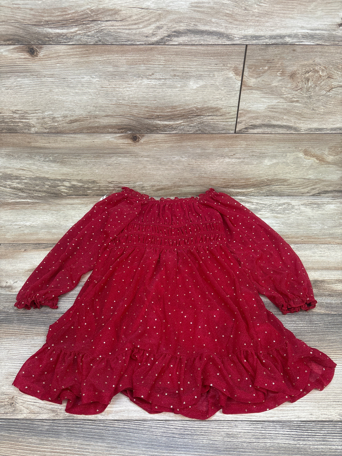 Speechless Kids Metallic Long Sleeve Dress Red sz 4/5T